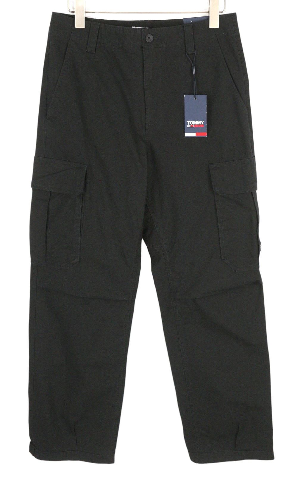 Tommy Hilfiger AIDEN BAGGY CARGO W33/L34 Black Textured Zip Trousers 85170 Size US 33 - 1 Thumbnail