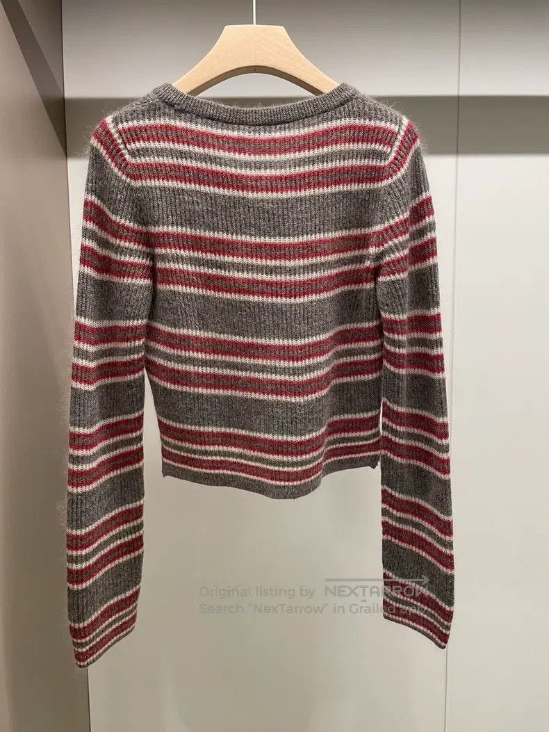 Brunello Cucinelli Brunello Cucinelli Grey and Red Striped Mohair Wool Sweate Size S / US 4 / IT 40 - 2 Thumbnail