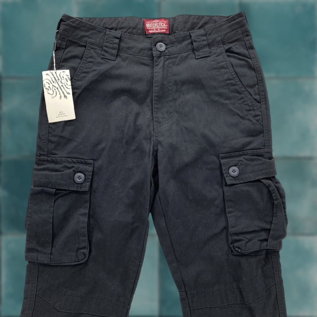 Vintage Matchstick Cargo Pants Mens Medium Utility Pockets Black Cotton 30in Inseam Canvas Workwear Outdoor Hiking Y2K Cargo Pants Mens Black Size US 31 - 1 Thumbnail