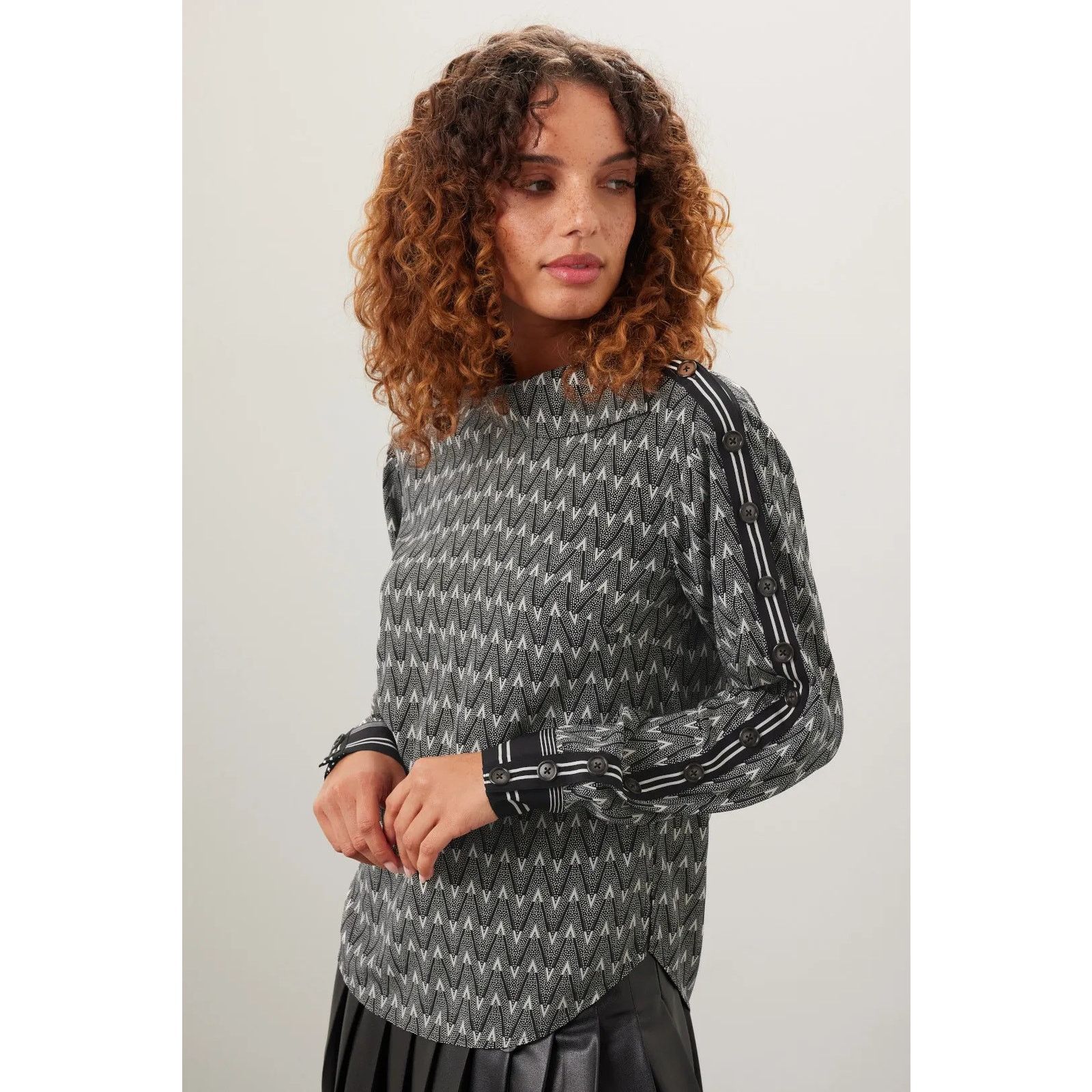 Veronica Beard VERONICA BEARD Clarkson Printed Silk Blend Long Sleeve Top Size L / US 10 / IT 46 - 2 Thumbnail