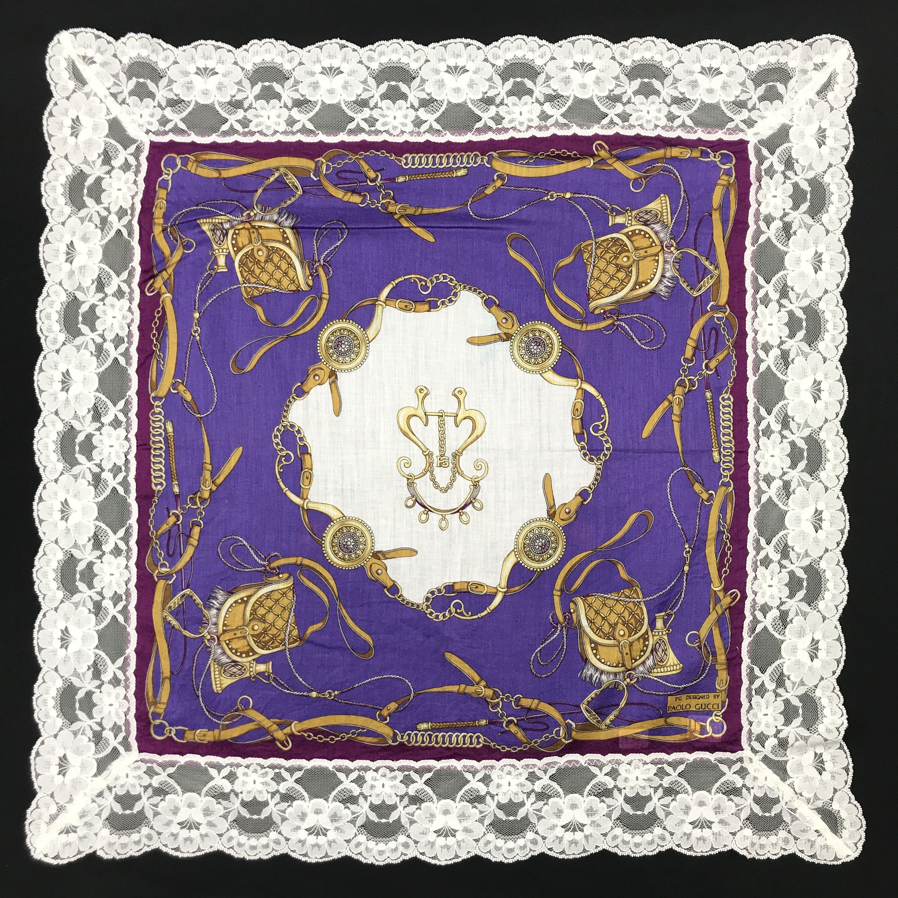 Paolo Gucci × Vintage Paolo Gucci Embroidery Bandana Neckerchief Handkerchief Size ONE SIZE - 1 Thumbnail