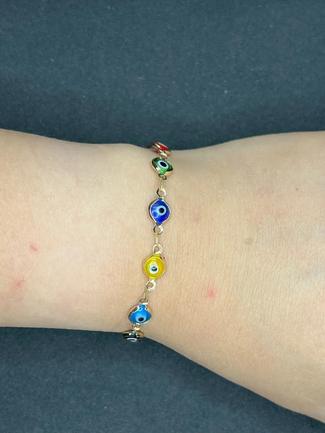 Jewelry Evil Eyes Glass Beads Chain Bracelet Size ONE SIZE - 3 Thumbnail