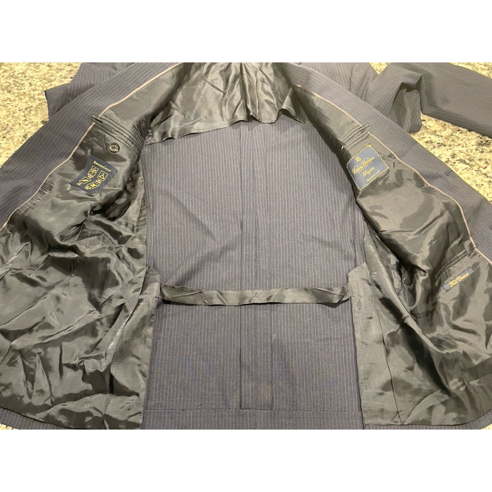 Brooks Brothers VINTAGE Brooks Brothers Blazer Mens 42L Regular Wool Blend Blue Striped Notch Lapel Double-Vented 42L Mens Blazer Size 42L - 5 Thumbnail