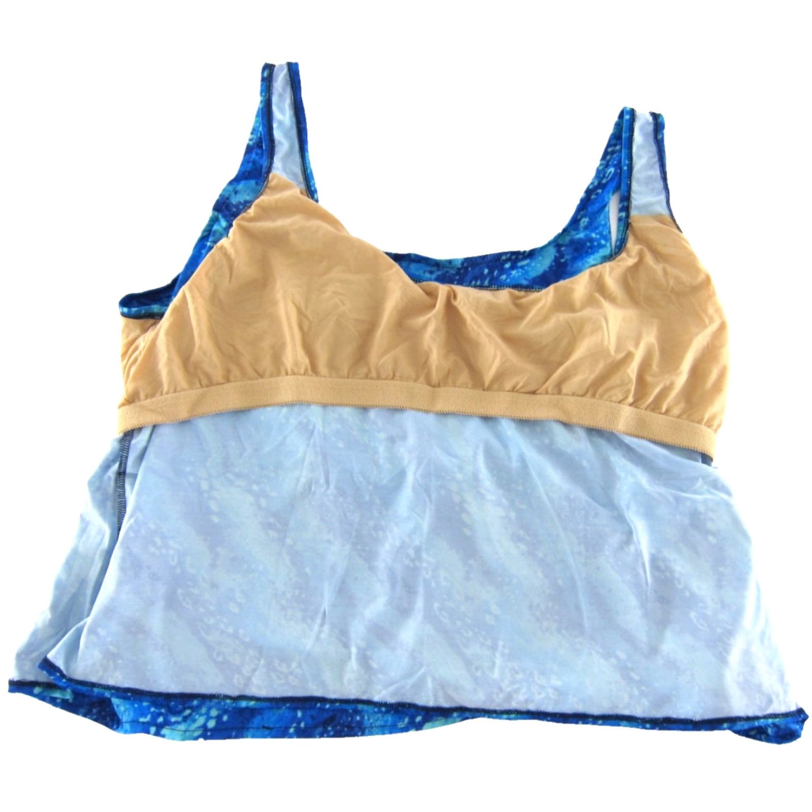 Vintage Sunbird Tankini Swim Top Women 30 Built In Bra Tie Dye Blue Green NWT Bathing Suit Bluе Size 4XL / US 24-26 - 6 Thumbnail