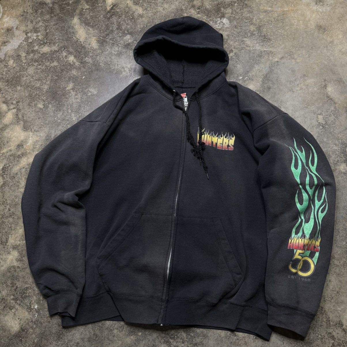 Vintage vintage hot rod flame faded black baggy zip up hoodie Size US XL / EU 56 / 4 - 8 Thumbnail
