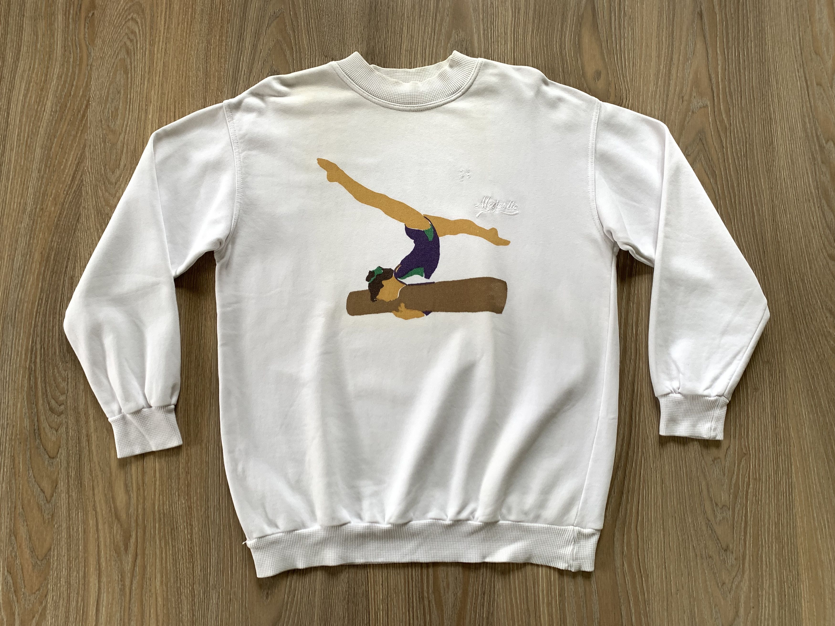Majestic × USA Olympics × Vintage Rare Vintage Majestic Cotton Printed Trainer Sweatshirt Size US M / EU 48-50 / 2 - 2 Thumbnail