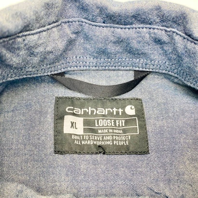 Carhartt Carhartt Shirt Mens XL Blue Chambray Midweight Button-Up Loose Fit Chest Pockets 8034 Size US XL / EU 56 / 4 - 7 Thumbnail