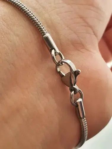 Jewelry 2MM 316L Titanium Steel Snake Chain 18.5 cm Bracelet Size ONE SIZE - 3 Thumbnail