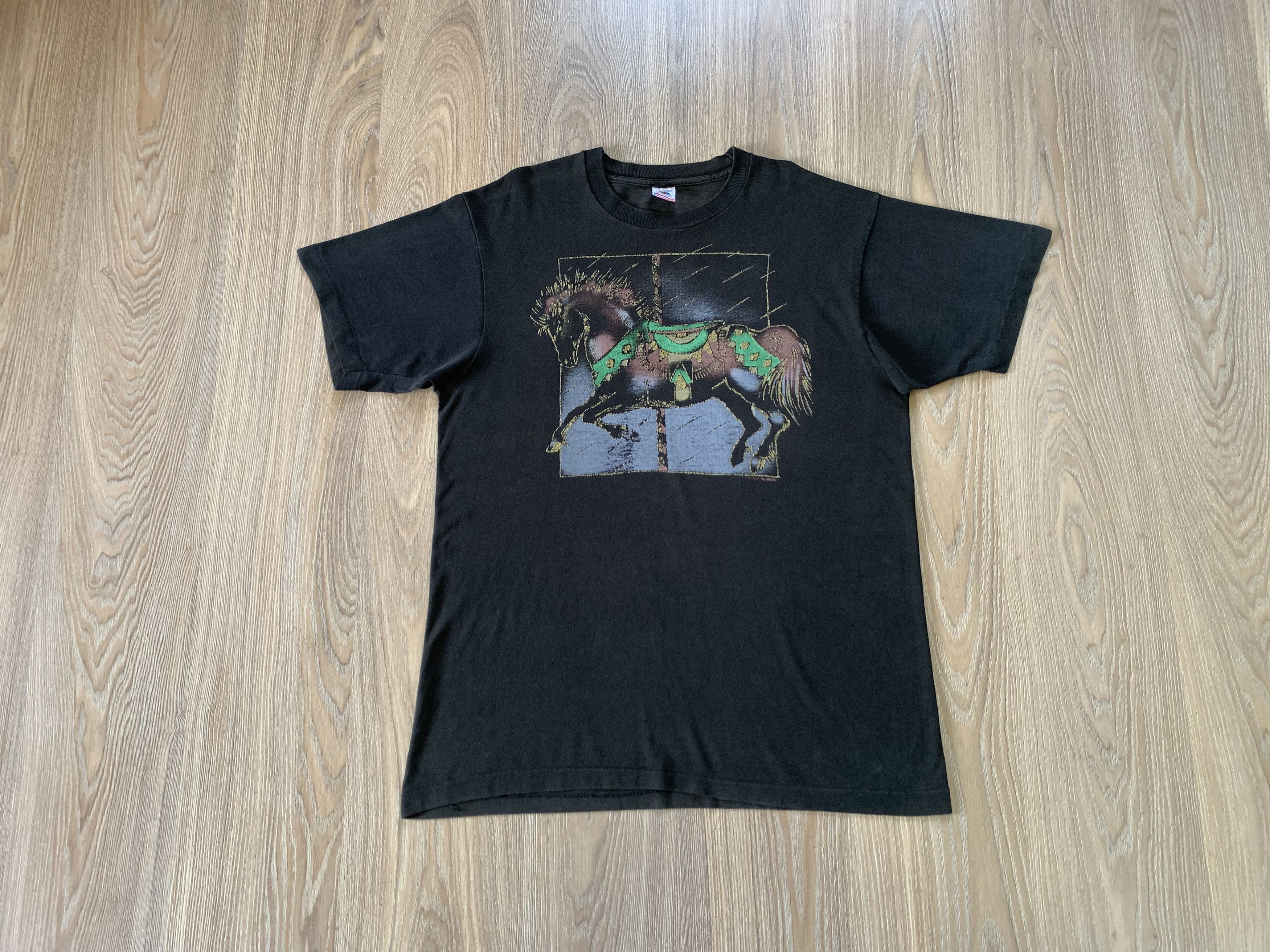 Fruit Of The Loom × Vintage Vintage Fruit Of The Loom Carousel Horse Printed T Shirt Size US XL / EU 56 / 4 - 1 Thumbnail
