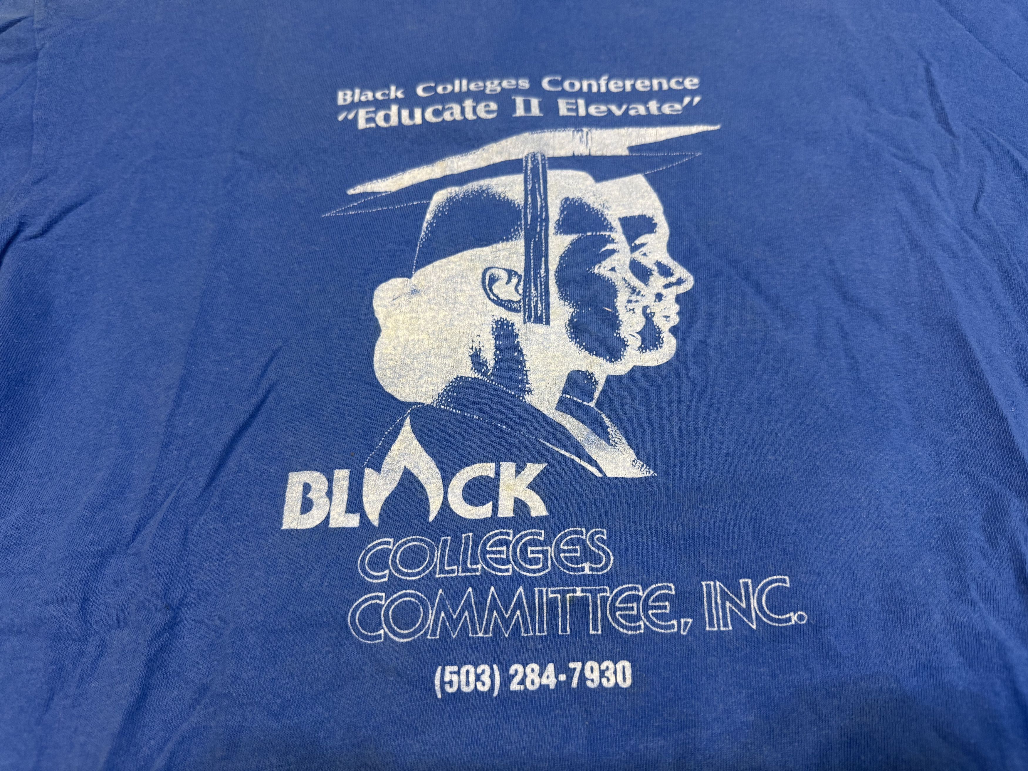 Nike × Vintage Vintage 90s Nike Black Colleges Committee T-Shirt Grey Tag Size US XL / EU 56 / 4 - 4 Thumbnail