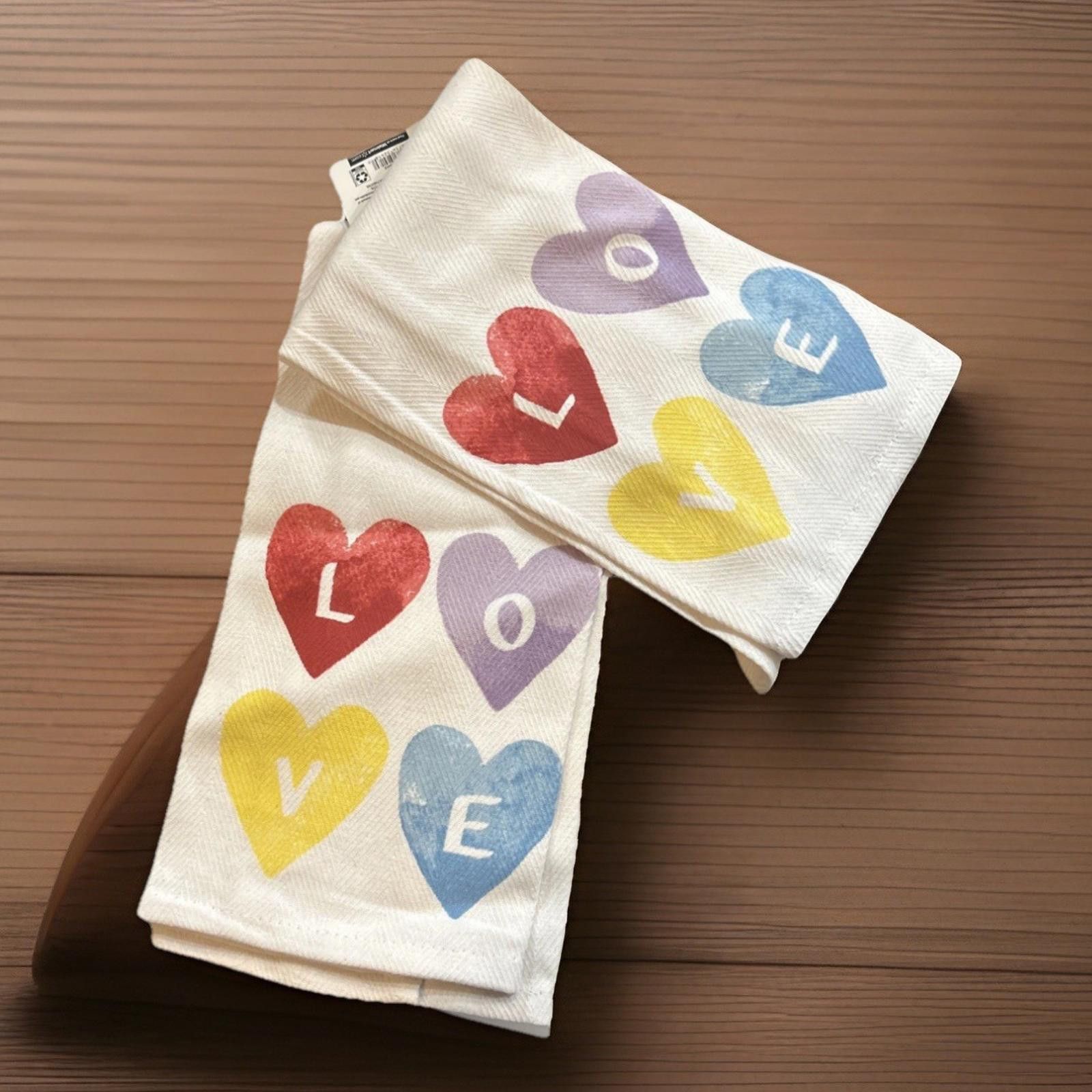 Designer Mainstay Kitchen Towels Set Of Two Love Hearts Boho 15"x25" Size ONE SIZE - 1 Thumbnail