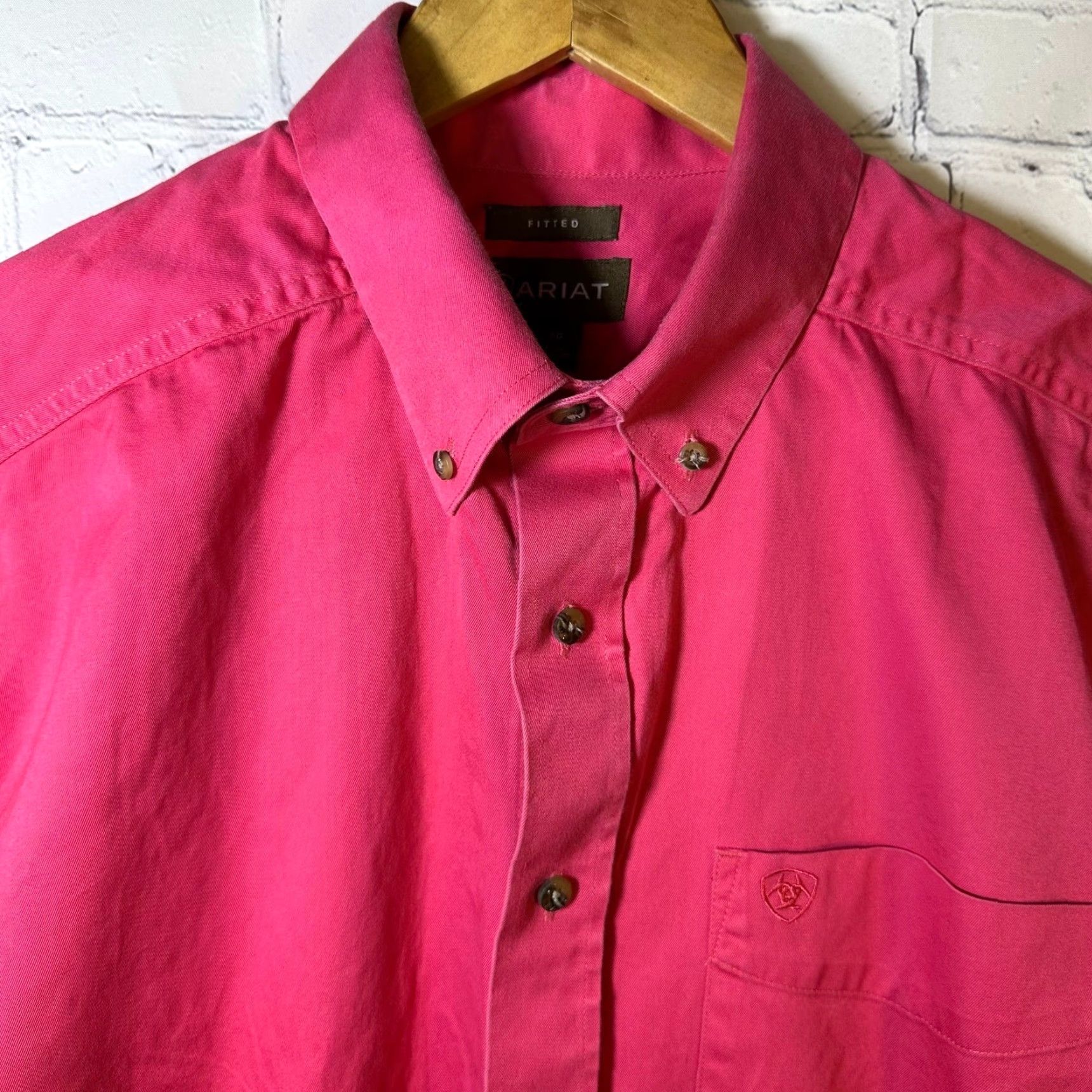 Ariat Ariat Mens Western Button Down Shirt Fitted Long Sleeve Pink Cotton 10016855 XL Size US XL / EU 56 / 4 - 2 Thumbnail