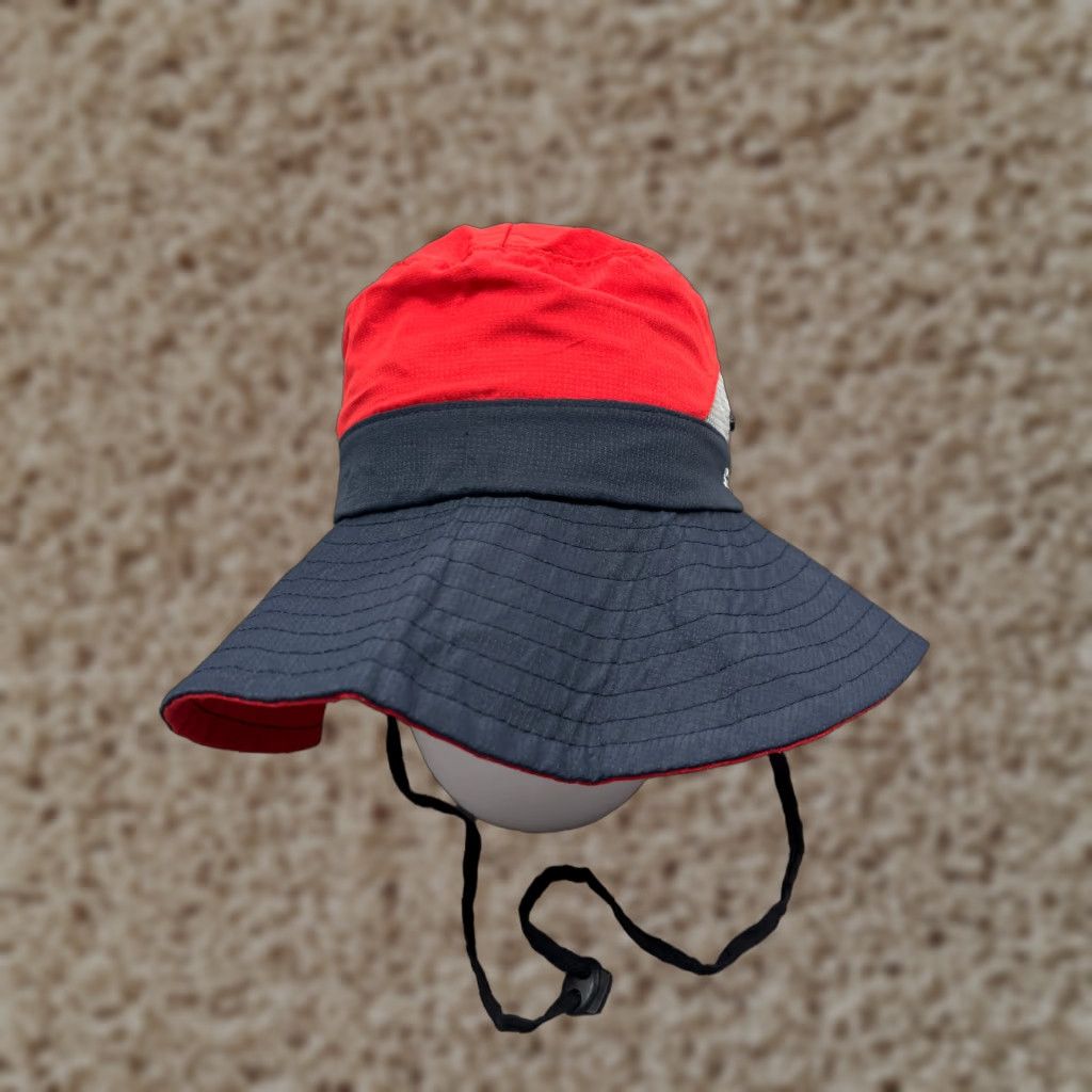 Vintage SunShade Sun Hat Womens One Size Blue Red Knit Polyester Ponytail Hole Camp Hat Shade Sun Hat Camp Beach Outdoor Womens One Size Blue SunShade Size ONE SIZE - 1 Thumbnail