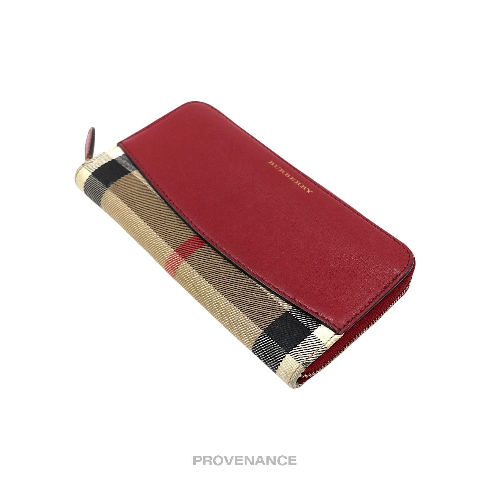 Burberry 🔴 Burberry Logo Zip Long Wallet - Red Nova Check Size ONE SIZE - 7 Thumbnail