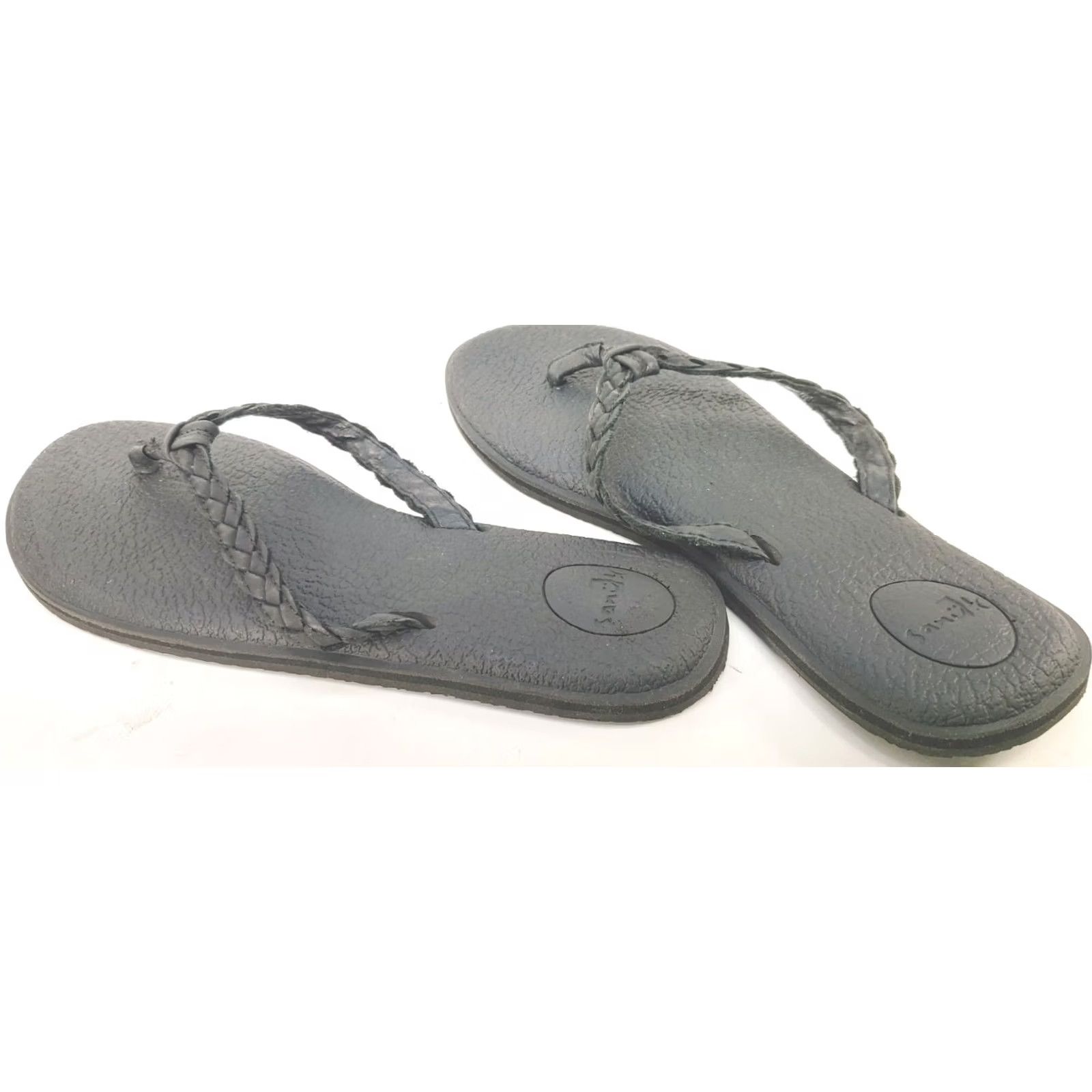 Sanuk VINTAGE Sanuk Yoga Braid Leather Flip Flop Sandals Women's 10 Black 101112767 Mens Womens Girls? Size US 9 / IT 39 - 5 Thumbnail