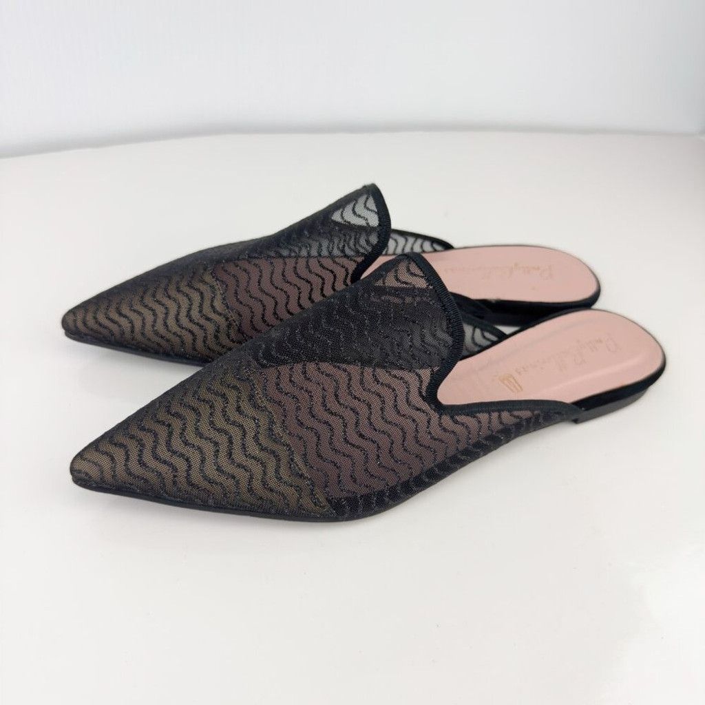 PRETTY BALLERINAS Mesh Glitters Ballet Flat Black Nude 39
