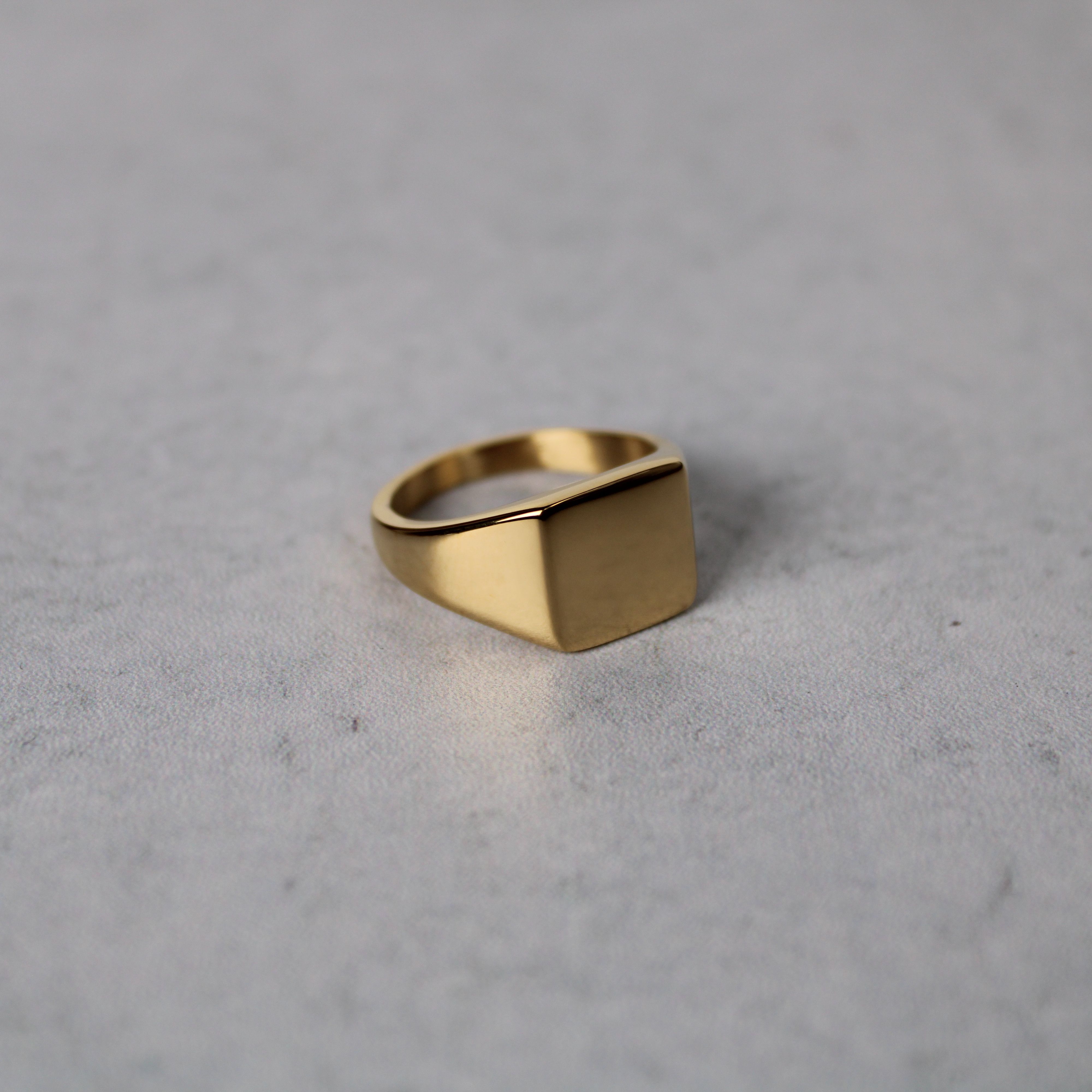 Jewelry Gold Square Signet Ring 14MM Size 8 US Size ONE SIZE - 2 Thumbnail