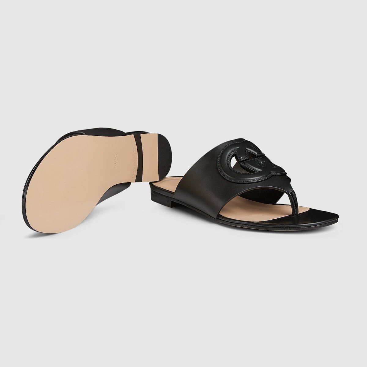 Gucci oc11z1025 Interlocking G Cut-Out Sandals in Black Size US 9.5 / IT 39.5 - 6 Thumbnail