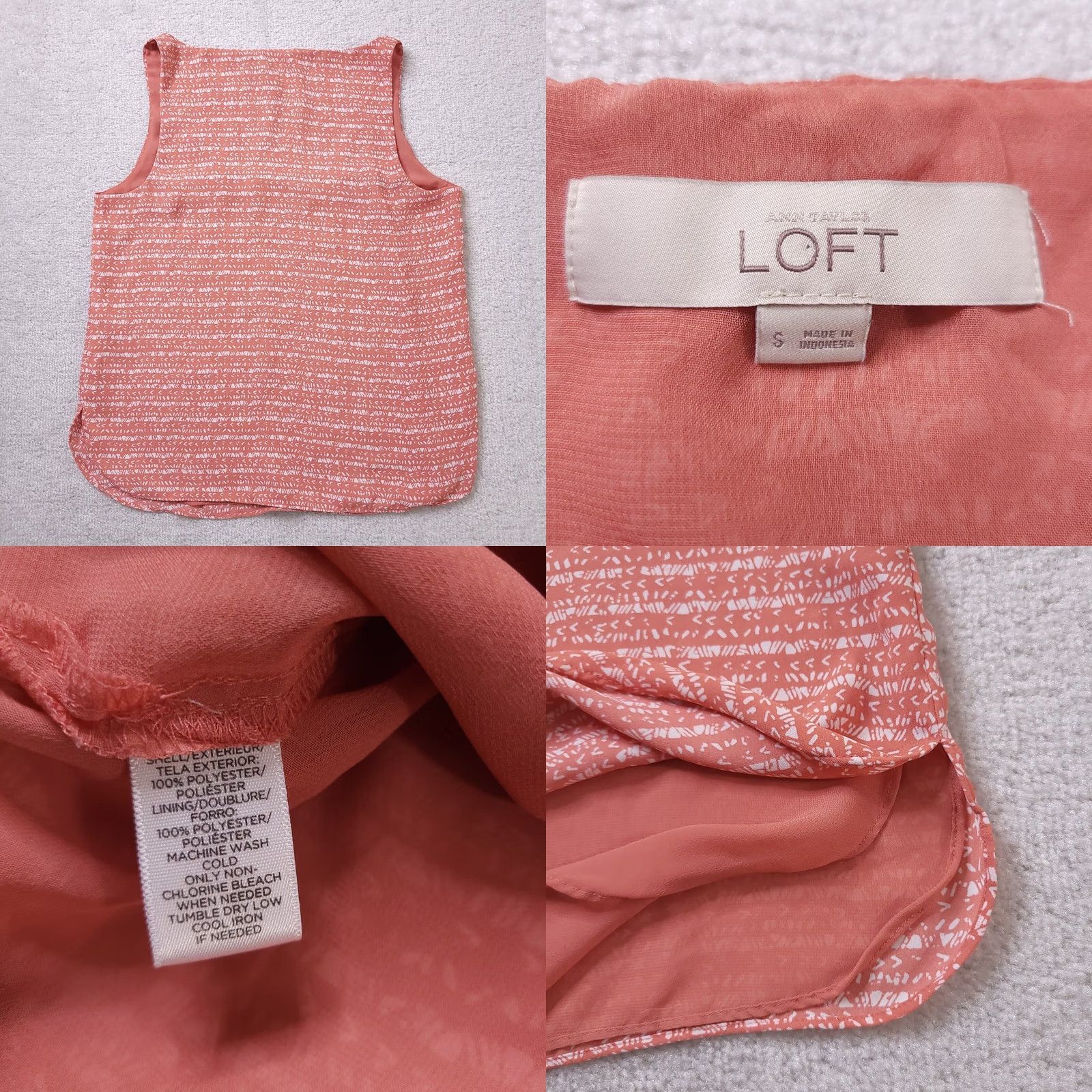 Ann Taylor VINTAGE Loft Shirt Womens Small Blush Pink Lined Sleeveless Tank Scoop Neck Size S / US 4 / IT 40 - 8 Thumbnail
