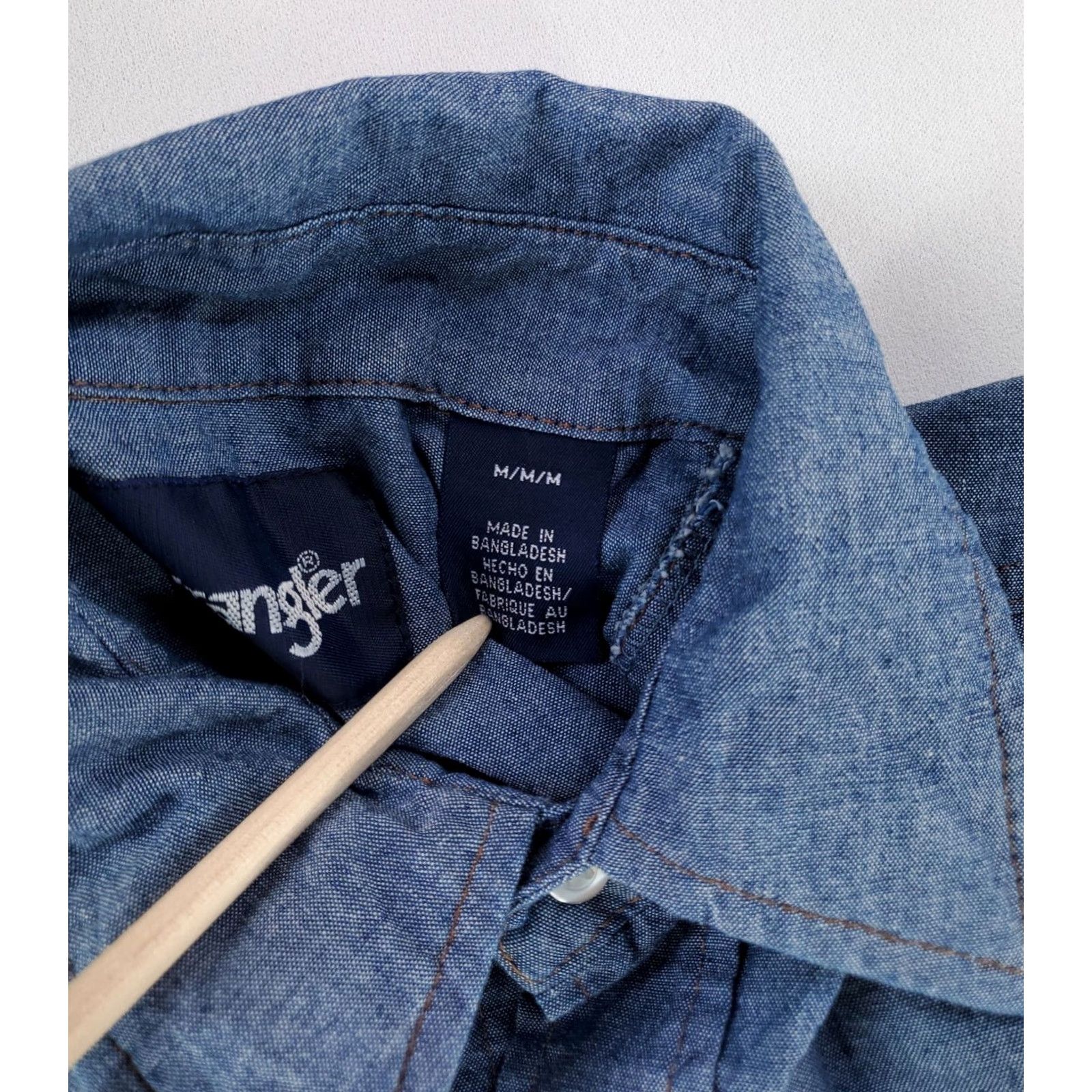 Wrangler Wrangler Denim Chambray Pearl Snap Shirt Western Blue Long Sleeve Mens M Size US M / EU 48-50 / 2 - 3 Thumbnail