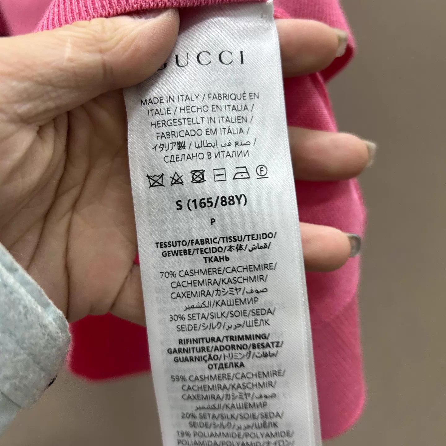 Gucci GUCCI Pink Cashmere Silk Logo Short Sleeve Knit S Size S / US 4 / IT 40 - 4 Thumbnail