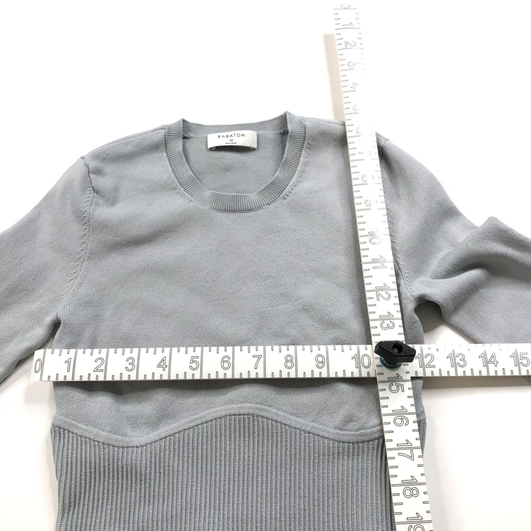 Vintage Babaton Sculpt Knit Empire Corset Pullover Top Blouse XS Light Gray MINT Women Size XS / US 0-2 / IT 36-38 - 5 Thumbnail