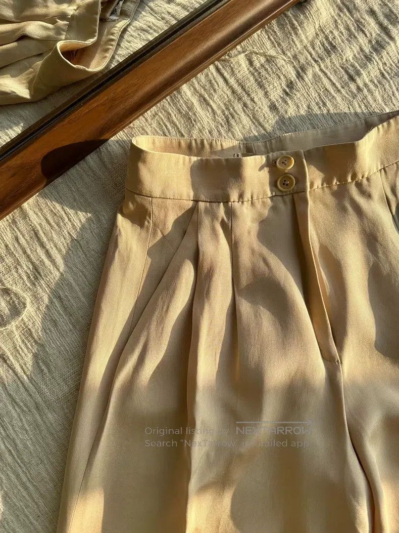 Hermes Hermes Silk Pleated Wide Leg Straight Pants, Apricot Size 25" / US 0 / IT 36 - 6 Thumbnail