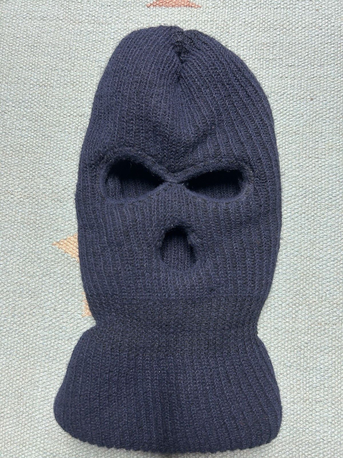 Vintage Ski Mask Youth 3 Hole Robber Knit Balaclava Full Face 2 ply Size ONE SIZE - 2 Thumbnail