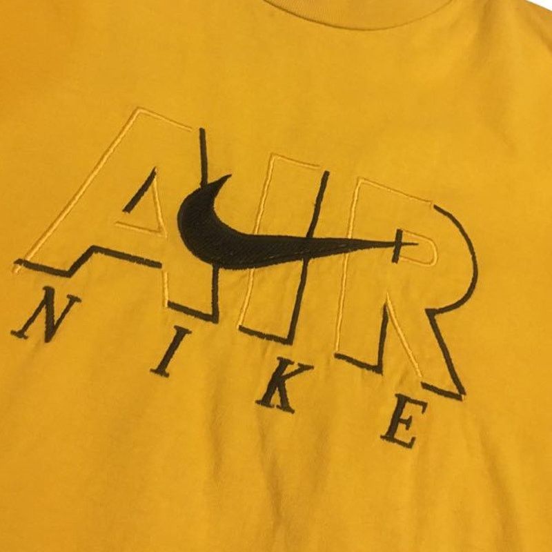 Nike VINTAGE Nike Air Embroidered Center Swoosh Logo Shirt Yellow Size US L / EU 52-54 / 3 - 2 Thumbnail