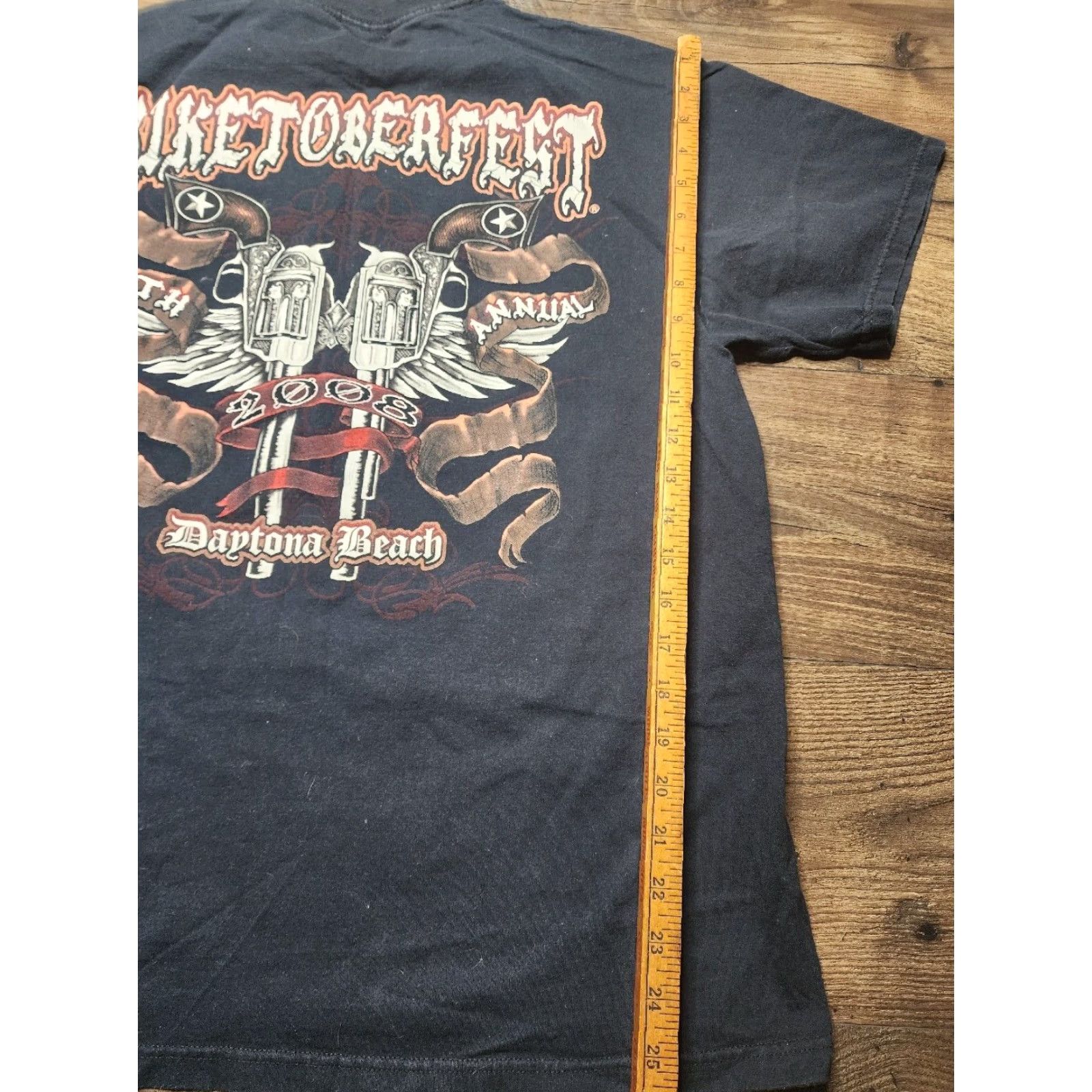 Gildan Mens L Daytona Beach Florida Biketoberfest 2008 Guns Double Sided Biker Size US XL / EU 56 / 4 - 2 Thumbnail