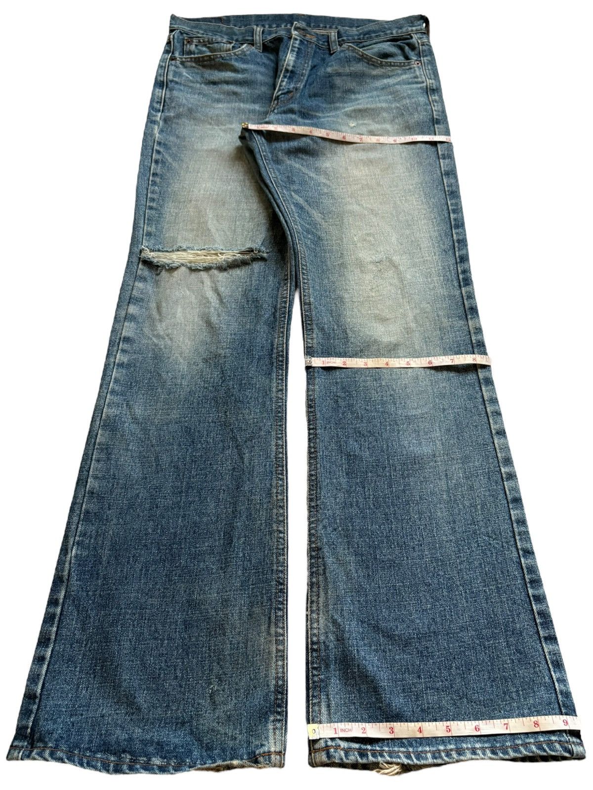 Japanese Brand Vintage Japanese Brand Faded Wash Ripped Flare Jeans Size US 33 - 14 Thumbnail