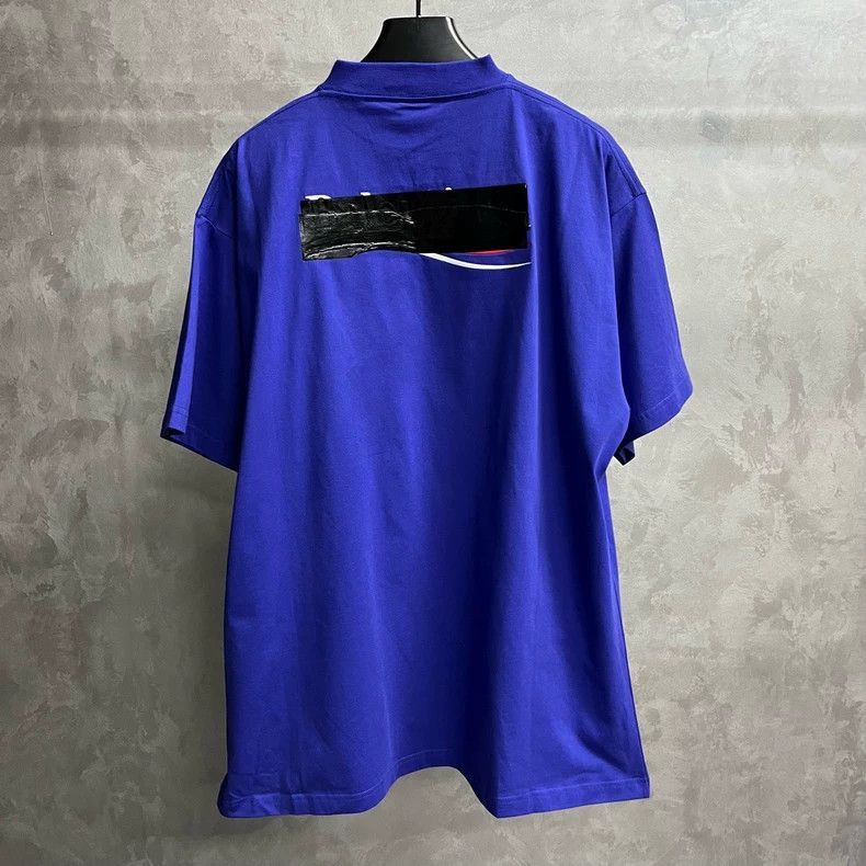 Balenciaga Balenciaga Blue Letter Logo Short Sleeve T-Shirt-2506 Size US M / EU 48-50 / 2 - 5 Thumbnail