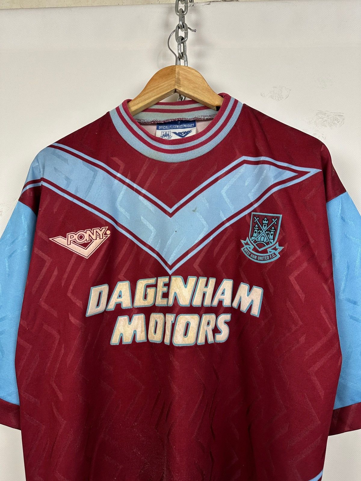 PONY 1993/1995 Vintage West Ham United Pony Home Soccer Jersey Size US M / EU 48-50 / 2 - 4 Thumbnail