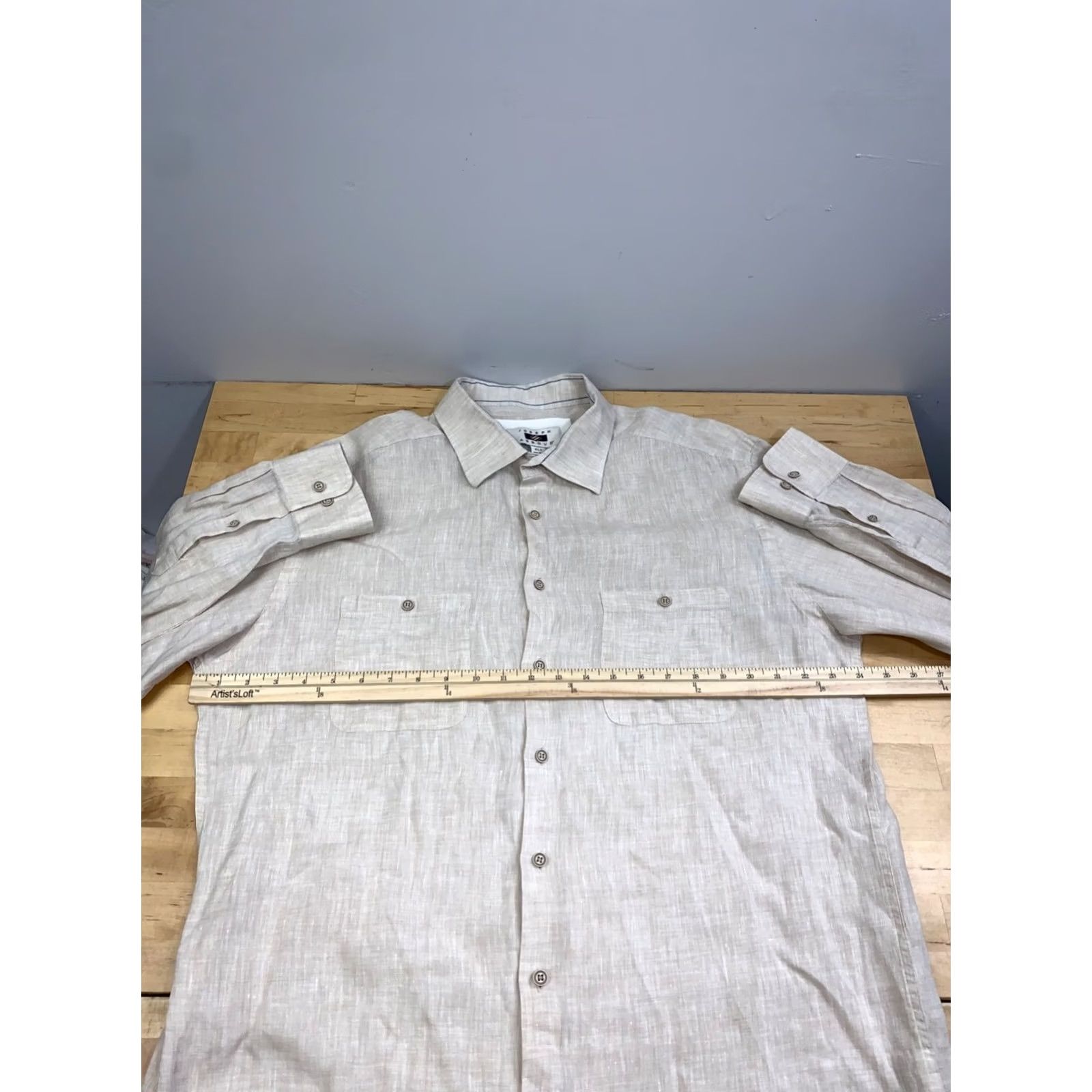 Joseph Abboud Joseph Abboud Linen Button Up Shirt Men XLT Beige Casual Lightweight 13213 Size US XL / EU 56 / 4 - 4 Thumbnail