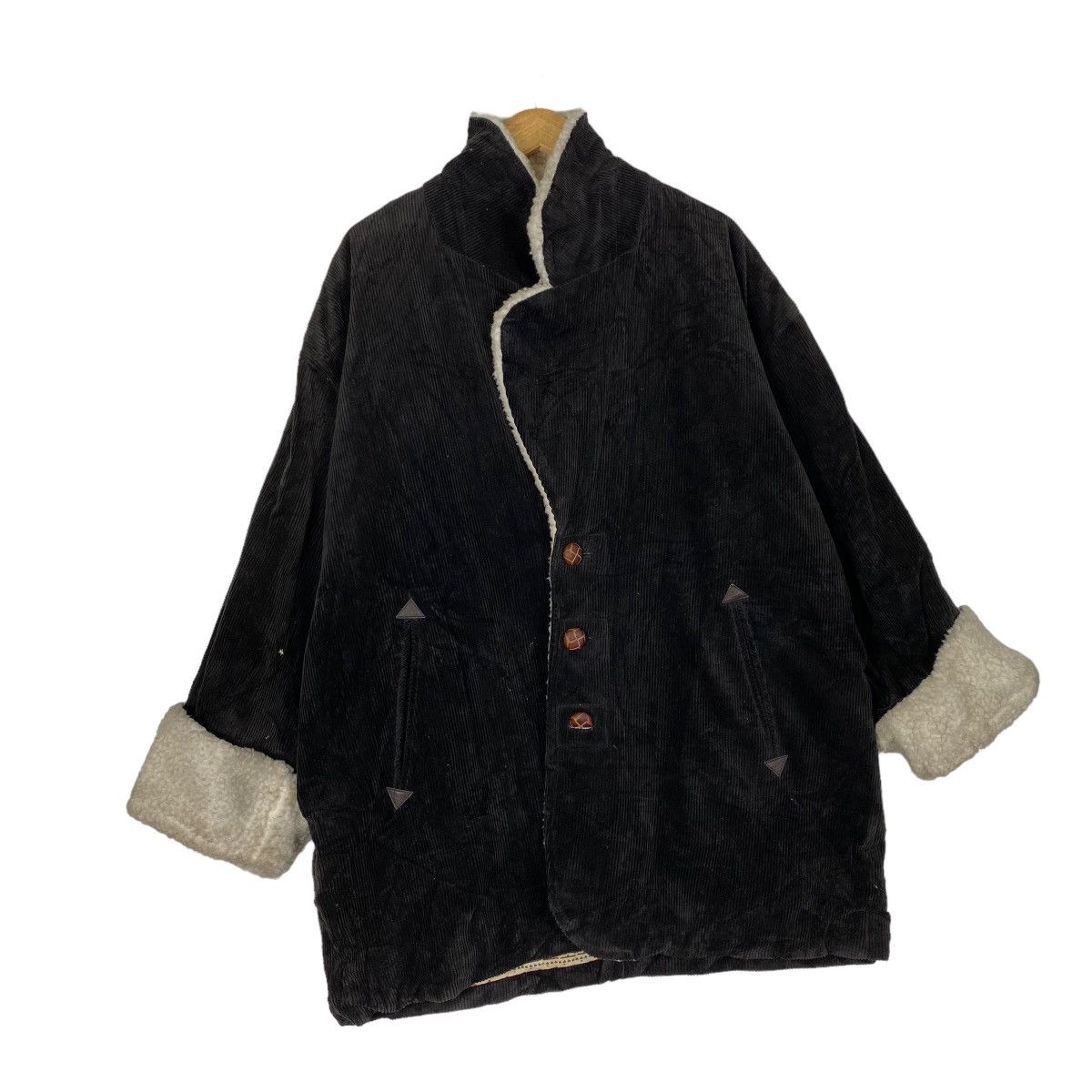 Japanese Brand Elafree Sherpa Winter Button Coat Jacket Size US L / EU 52-54 / 3 - 3 Thumbnail