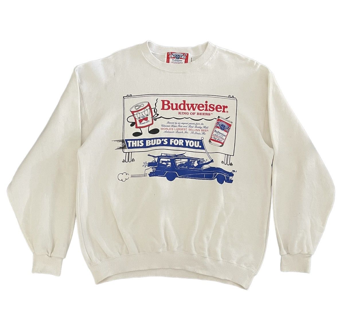 Vintage Vintage Budweiser This Bud’s For You Sweatshirt Size US M / EU 48-50 / 2 - 1 Thumbnail