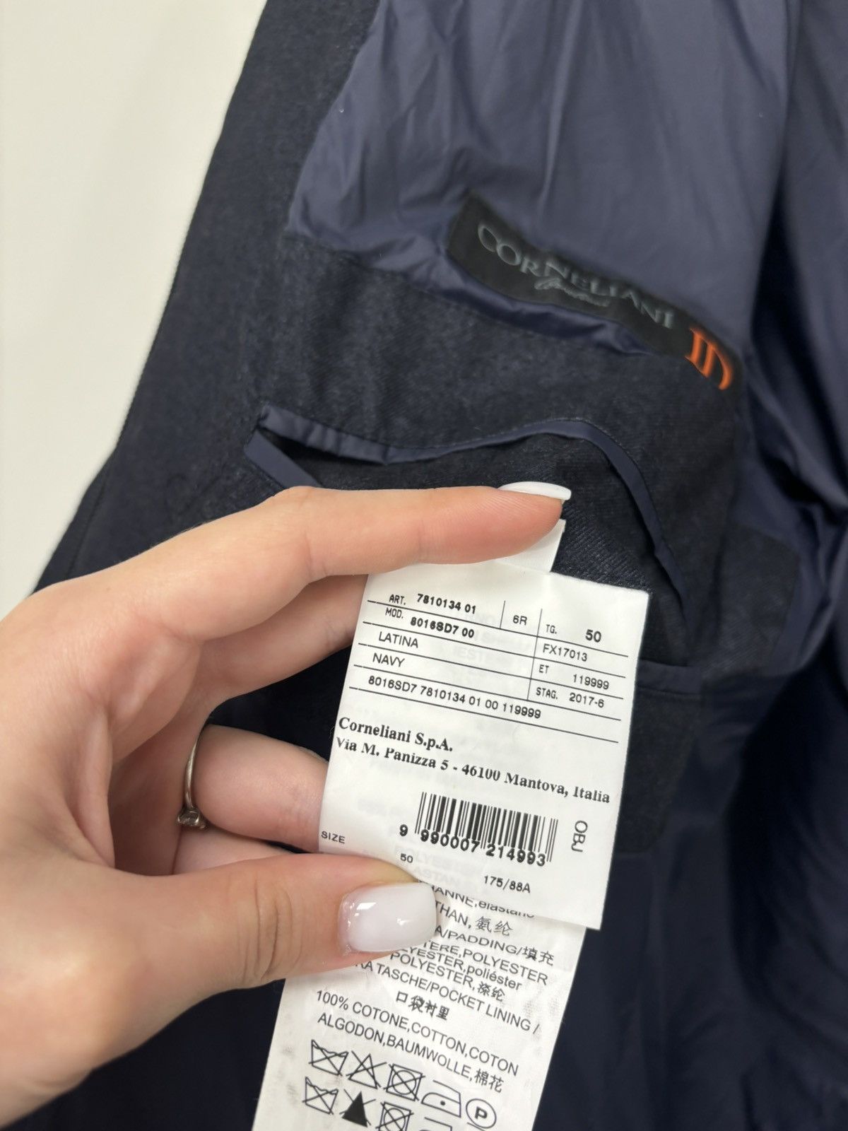 Corneliani Corneliani ID Men’s Navy Dual Closure Zip Snap Padded Jacket Size US M / EU 48-50 / 2 - 16 Thumbnail