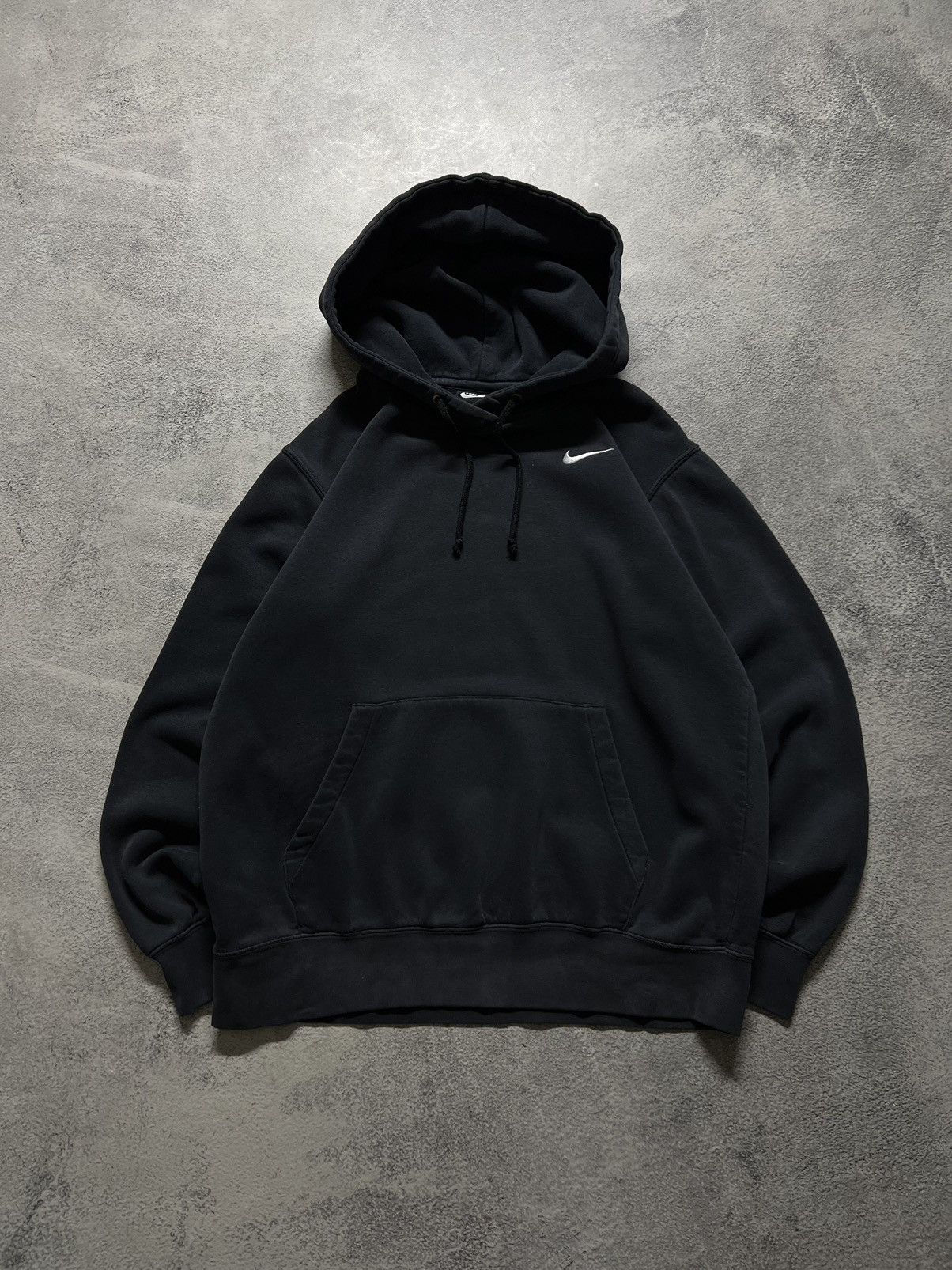 Nike × Vintage Vintage Y2k Nike 🖤 Faded Mini Swoosh Blank Basic Hoodie Size US S / EU 44-46 / 1 - 3 Thumbnail
