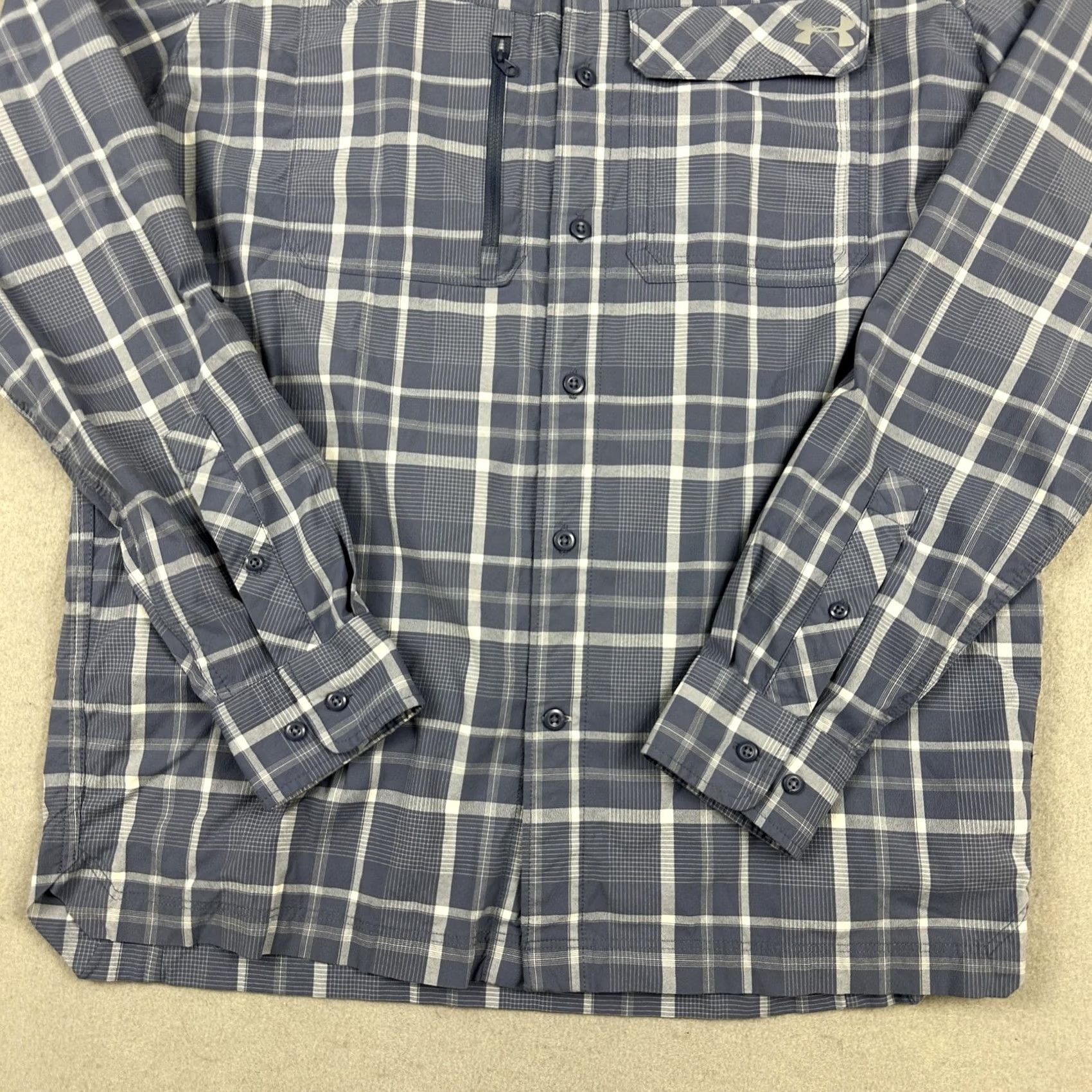 Under Armour Under Armour Shirt Men Medium Blue Plaid Long Sleeve Button Up Fishing Outdoor M Size US M / EU 48-50 / 2 - 3 Thumbnail