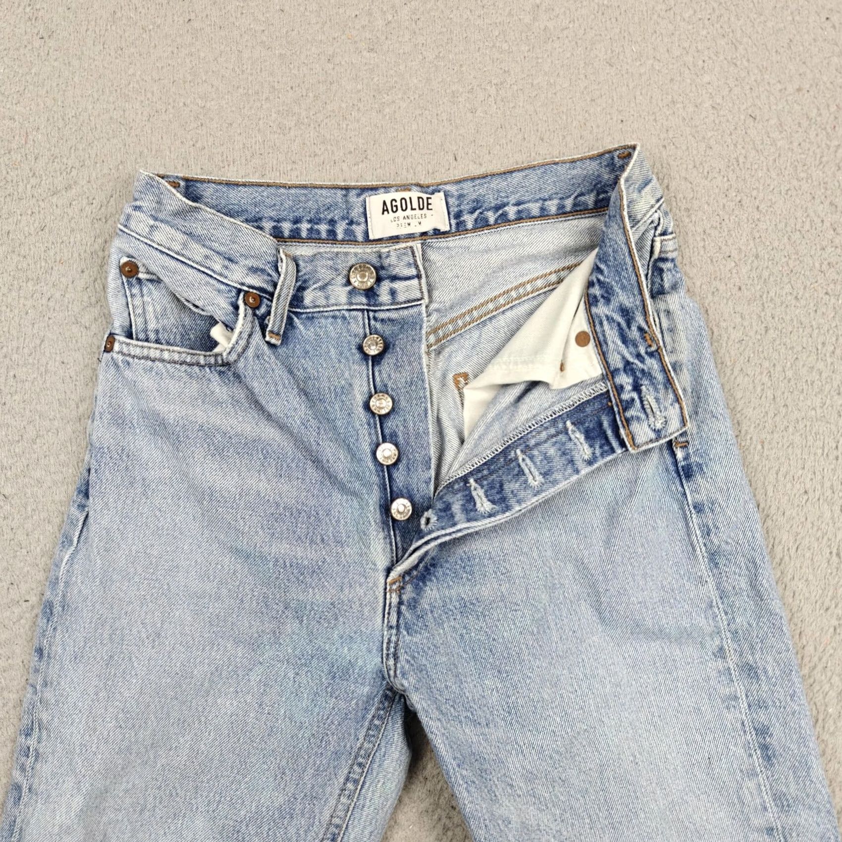 Agolde VINTAGE AGOLDE Riley Jeans Womens 25 Blue High Rise Straight Crop Raw Hem Button Fly Size 42" / US 20 - 2 Thumbnail