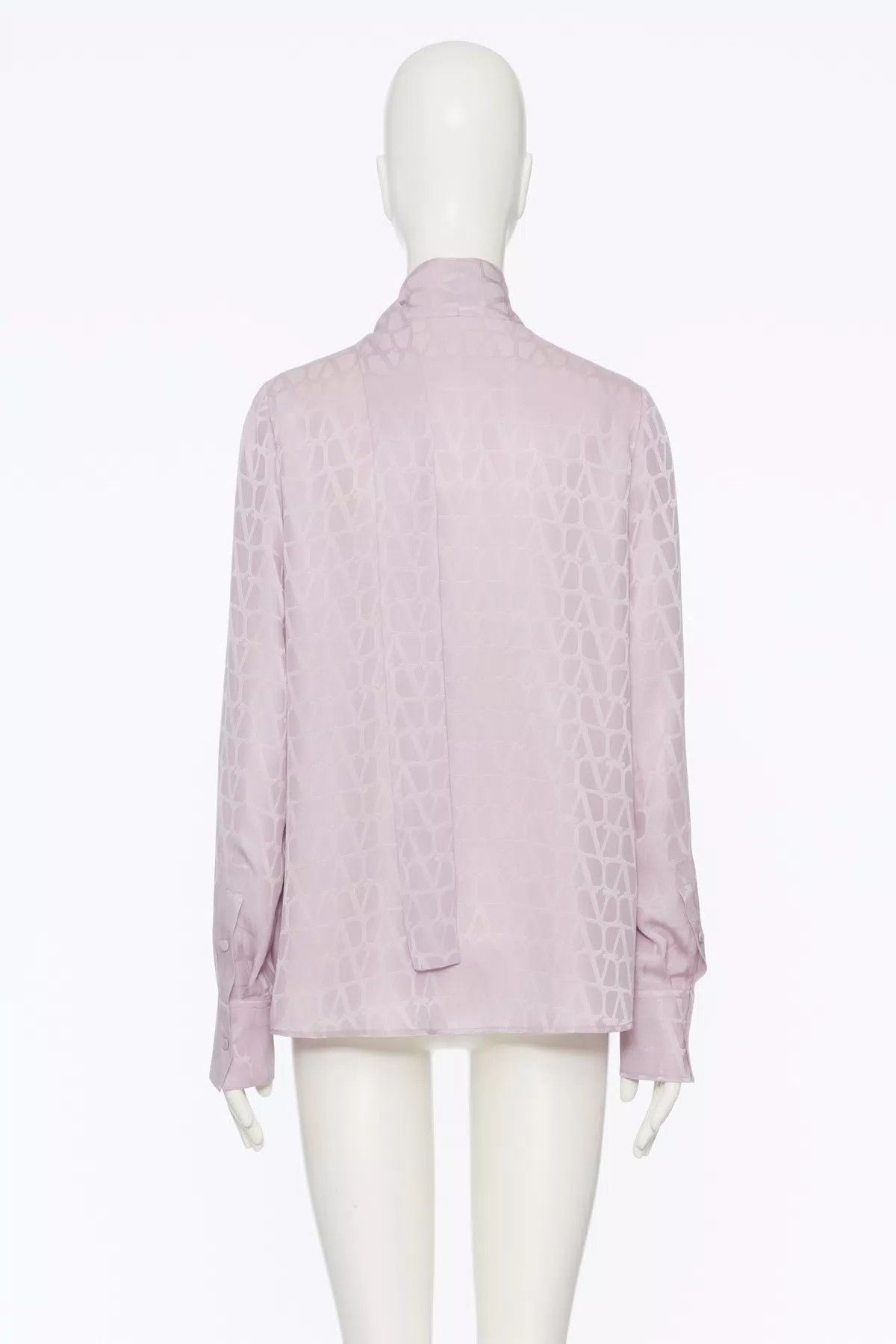 Valentino o1s1wg110426 Toile Iconographe Silk Jacquard Blouse in Pink Size XS / US 0-2 / IT 36-38 - 3 Thumbnail