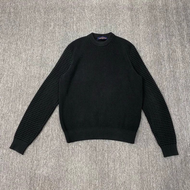 Louis Vuitton LOUIS VUITTON Black Signature Embroidered Knit Sweater Size US M / EU 48-50 / 2 - 1 Thumbnail