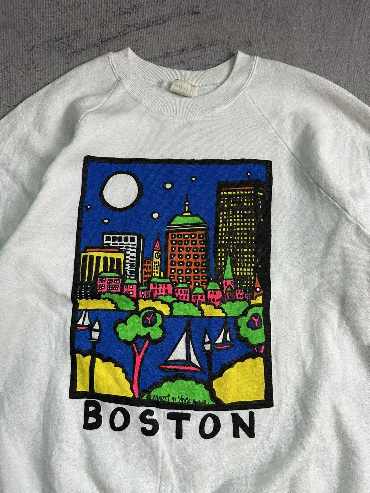 Fruit Of The Loom × Vintage Vintage Boston City Art Sweatshirt Size US M / EU 48-50 / 2 - 2 Thumbnail