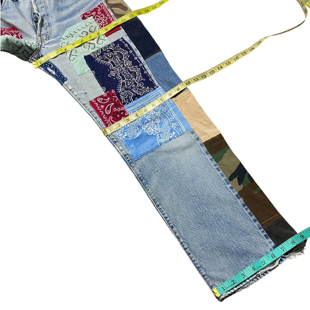 Levi's Vintage Levis 501 Redline Denim Patchwork Jeans Size US 33 - 20 Thumbnail
