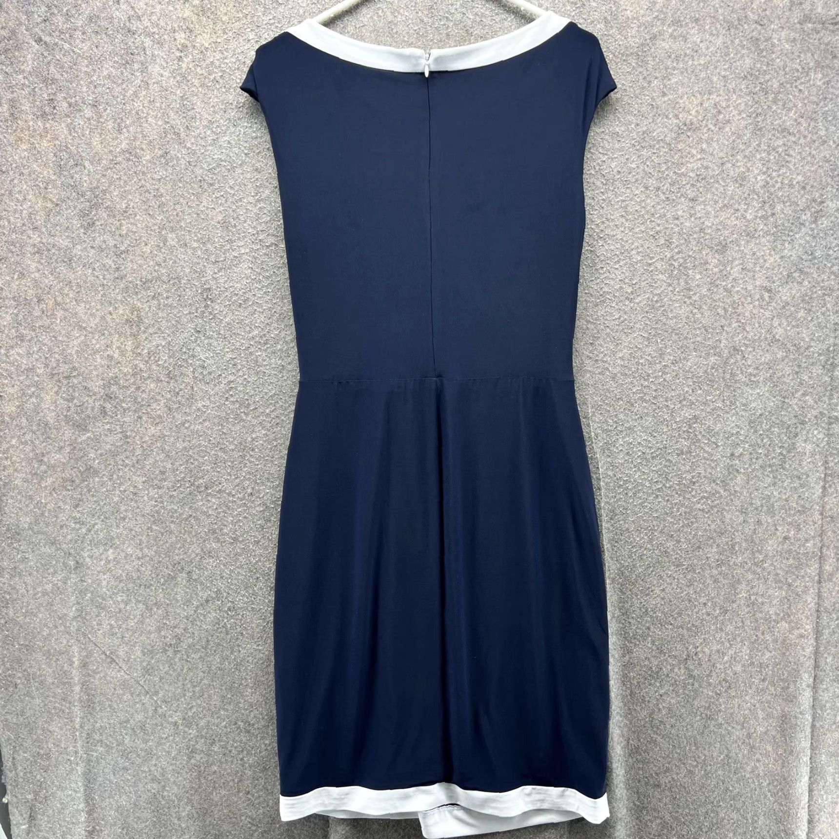Ralph Lauren Lauren Ralph Lauren Dress Womens 14 Blue Ruched Sheath Knee Length Cap Sleeves Boat Neck Lined Zip Size XL / US 12-14 / IT 48-50 - 7 Thumbnail