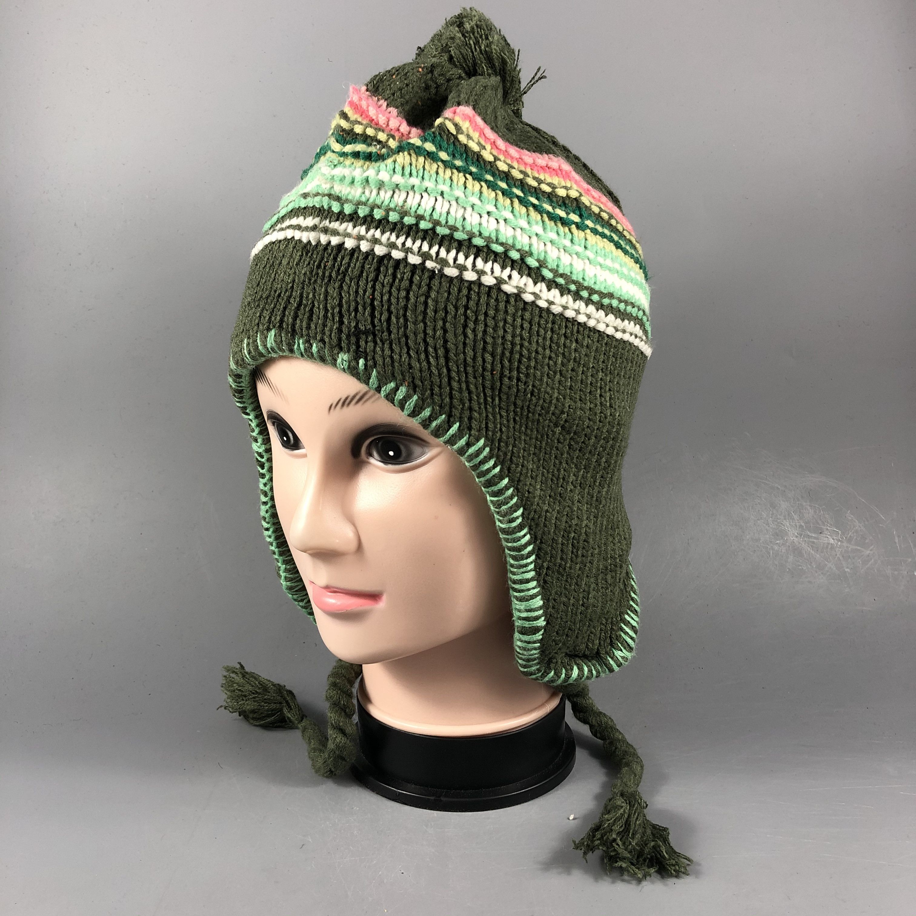 Japanese Brand Stripe Earflap Beanie Snow Cap Hat Size ONE SIZE - 2 Thumbnail