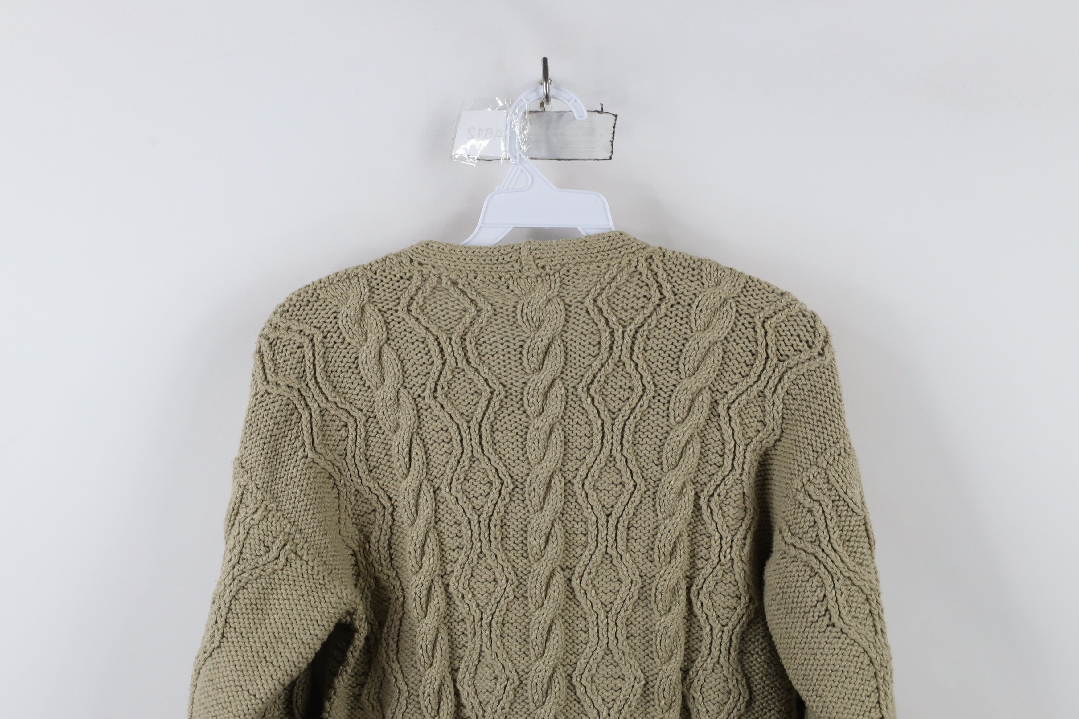 Vintage Vintage 90s Chunky Cable Knit Fisherman Cardigan Sweater Size S / US 4 / IT 40 - 9 Thumbnail