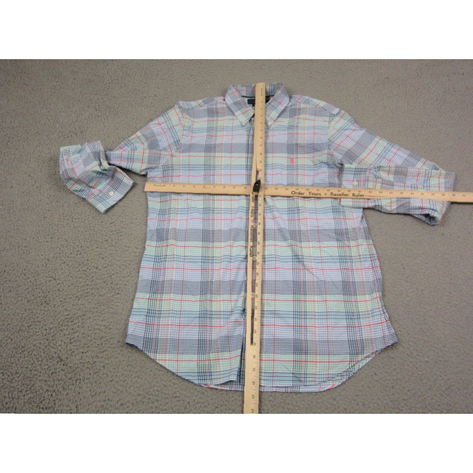 Ralph Lauren Ralph Lauren Shirt Mens Large Blue Green Pink Pony Check Poly Nylon Performance Shirt Button-Up Collared Classic Logo Size US L / EU 52-54 / 3 - 7 Thumbnail