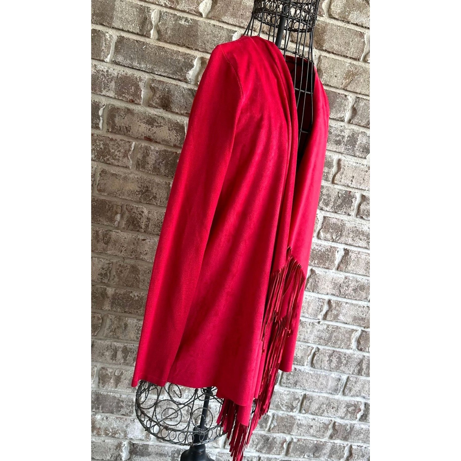 Other INC International Concepts Open Front Fringe Jacket Red Size M / US 6-8 / IT 42-44 - 2 Thumbnail