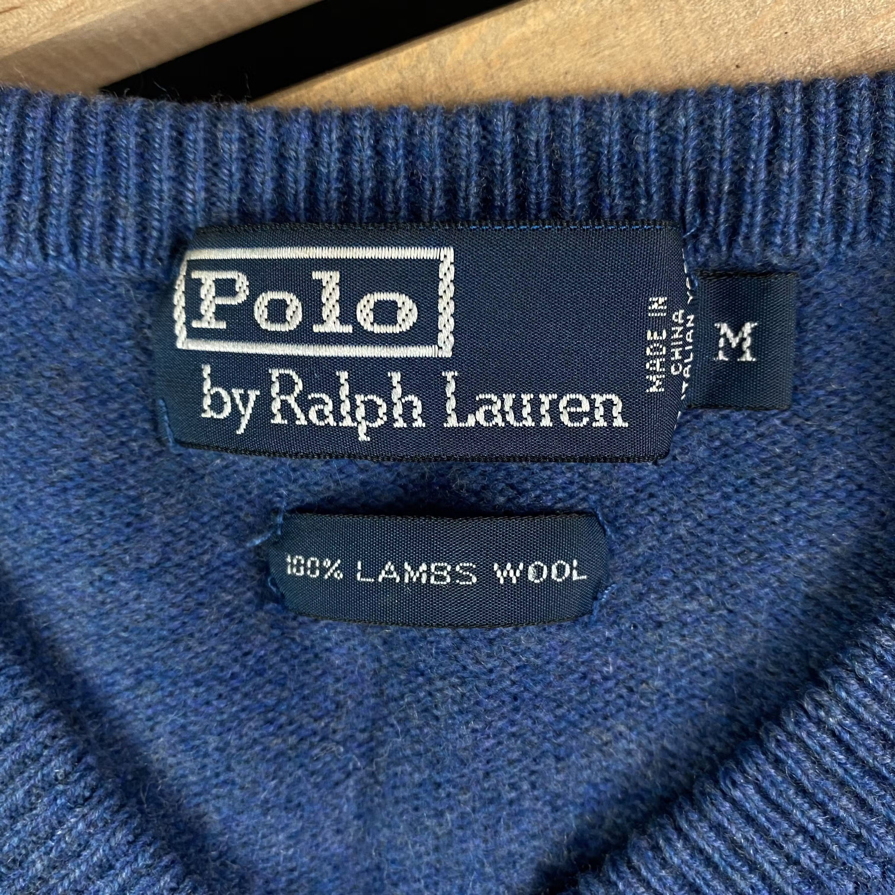 Polo Ralph Lauren × Ralph Lauren × Vintage Mens Wool Jumper V Neck Polo Ralph Lauren Vintage Size М Size US M / EU 48-50 / 2 - 4 Thumbnail